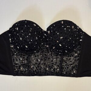 Elegant Black Beaded Bustier